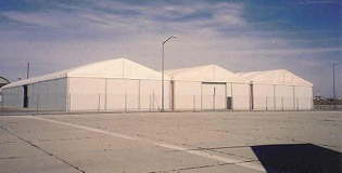 Outside Edwards AFB, CA Side by Side Structure | Temporary Warehouse Structures
